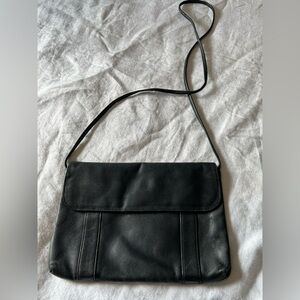 Vintage Toni Black Leather Bag with Gold Accents
